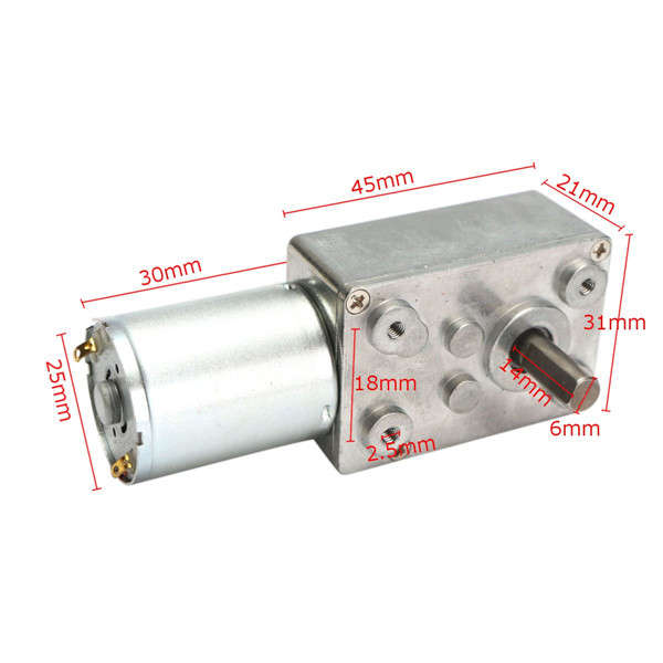 DC 12V 100rpm Worm Gear Reduction Motor Metal Gear Box High Torque Motor