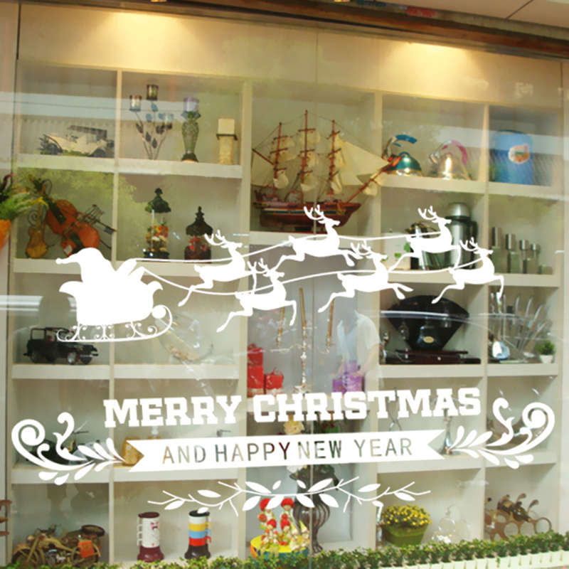 Removable Merry Christmas Deer Snowflake Wall Window Sticker Decoration