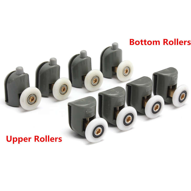 8Pcs Upper And Bottom Shower Door Rollers Runners Relacement Glass Wheels Pulleys
