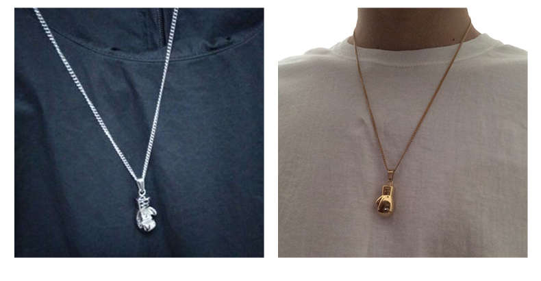 Women Men Fitness Boxing Gloves Shape Pendant Necklace Chain cool trendy jewelry clothing accessorie