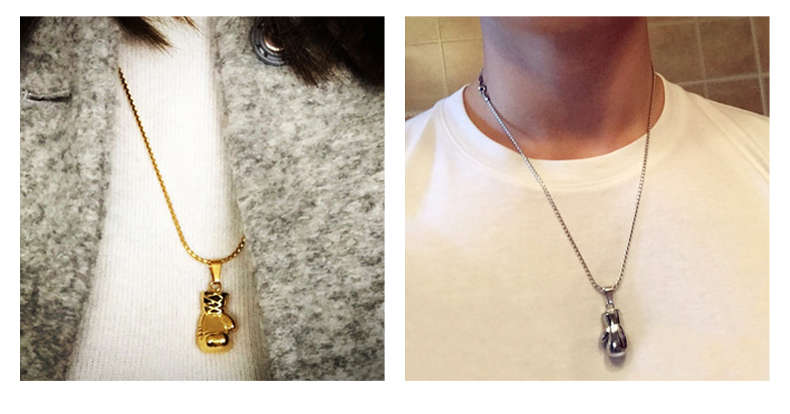 Women Men Fitness Boxing Gloves Shape Pendant Necklace Chain cool trendy jewelry clothing accessorie