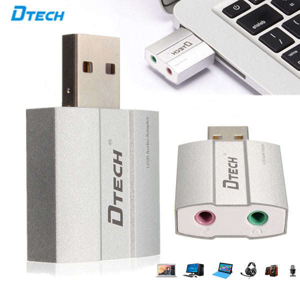 Aluminum USB External Stereo 5.1 Channel 3D Sound Card Adapter