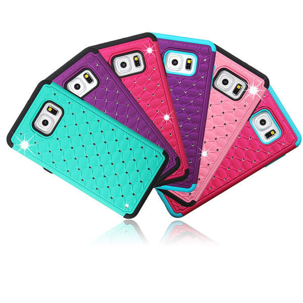 Bling Diamond Hybrid Case Dual Layer Hard Cover For Samsung Galaxy S6 Edge Plus