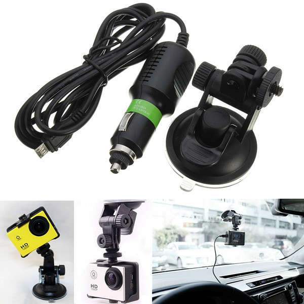 Suction Cup Windshield Mount Holder with Car Charger For GoPro Hero 3 3 Plus 4 Session XiaoMi Yi SJ