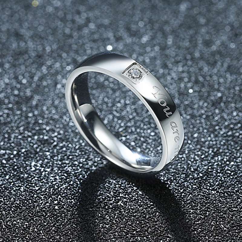 Letter Words Stainless Steel Zircon Couple Ring Men Jewelry Birthday Gift For Wedding