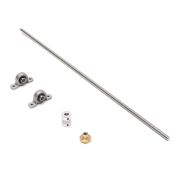 T8 500mm Lead Screw Set with Shaft Coupling and Mounted Ball Bearing