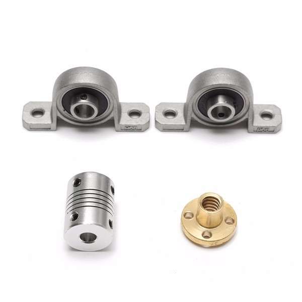 T8 500mm Lead Screw Set with Shaft Coupling and Mounted Ball Bearing
