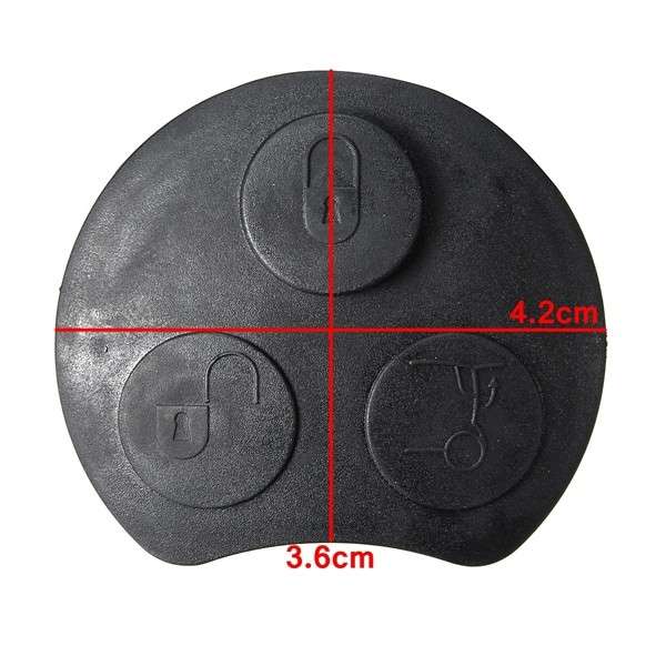 3 Button Black Rubber Pad Replacement Remote Key FOB for Smart Fortwo Forfour