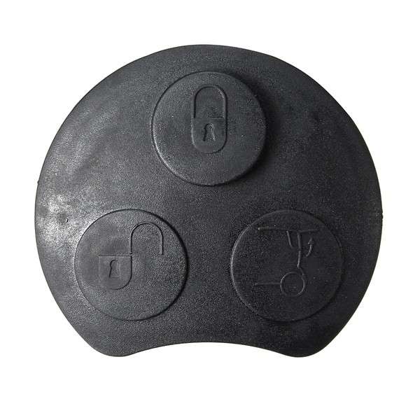 3 Button Black Rubber Pad Replacement Remote Key FOB for Smart Fortwo Forfour