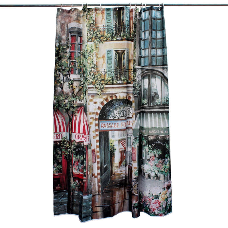 180x200cm Vintage old street Waterproof Shower Curtain Bath Curtain with 12 Hooks