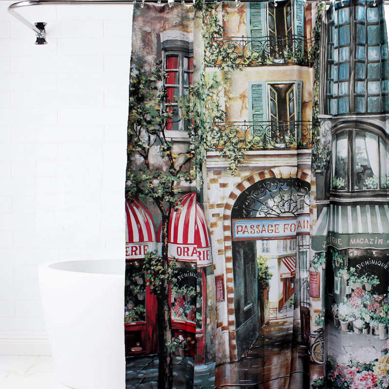 180x200cm Vintage old street Waterproof Shower Curtain Bath Curtain with 12 Hooks