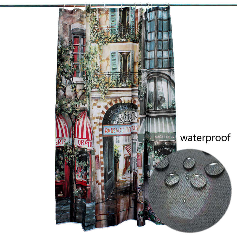 180x200cm Vintage old street Waterproof Shower Curtain Bath Curtain with 12 Hooks