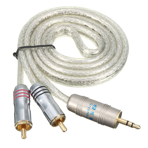 3.5mm Jack to RCA AV Line Shield Braided Cable Audio Video AUX Plug Cord Adapter *FREE SHIPPING