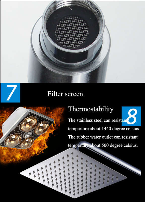 8 Inch Stainless Steel Bathroom Square Silver Pressurize Rainfall Shower Head Chrome Finish
