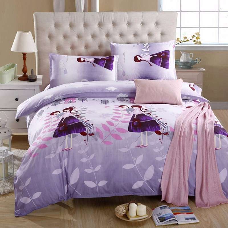 3 or 4pcs Suit Lover Printed Reactive Dyeing Polyester Fiber Bedding Sets Twin full Queen Size