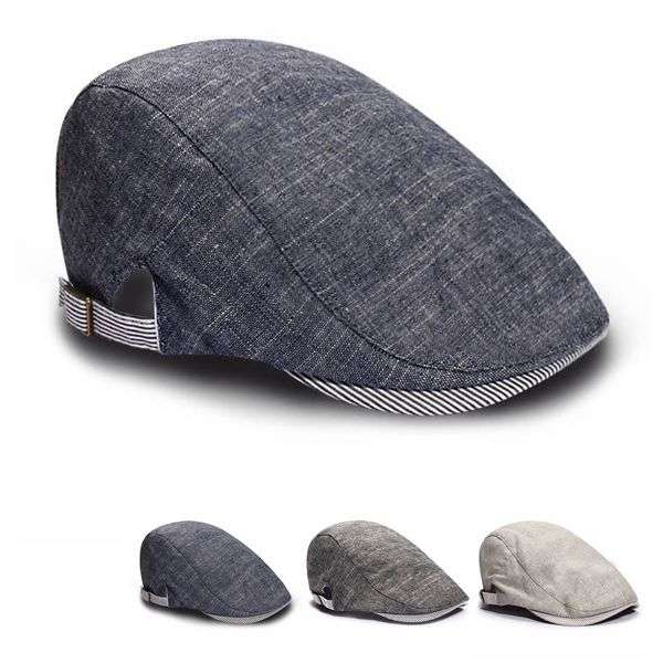 Mens Male Beret Retro Cotton Visor Gorras Planas Hat Cabbie Ivy Cap