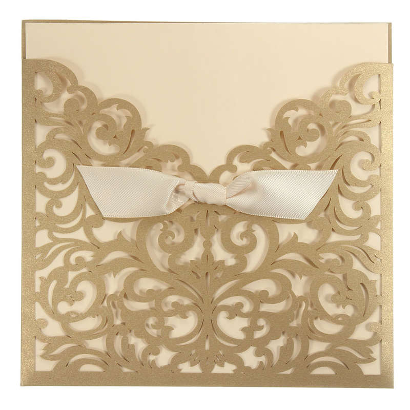 10Pcs Laser Cut Hollow Out Wedding Evening Invitations Cards Personalized Envelopes Seals