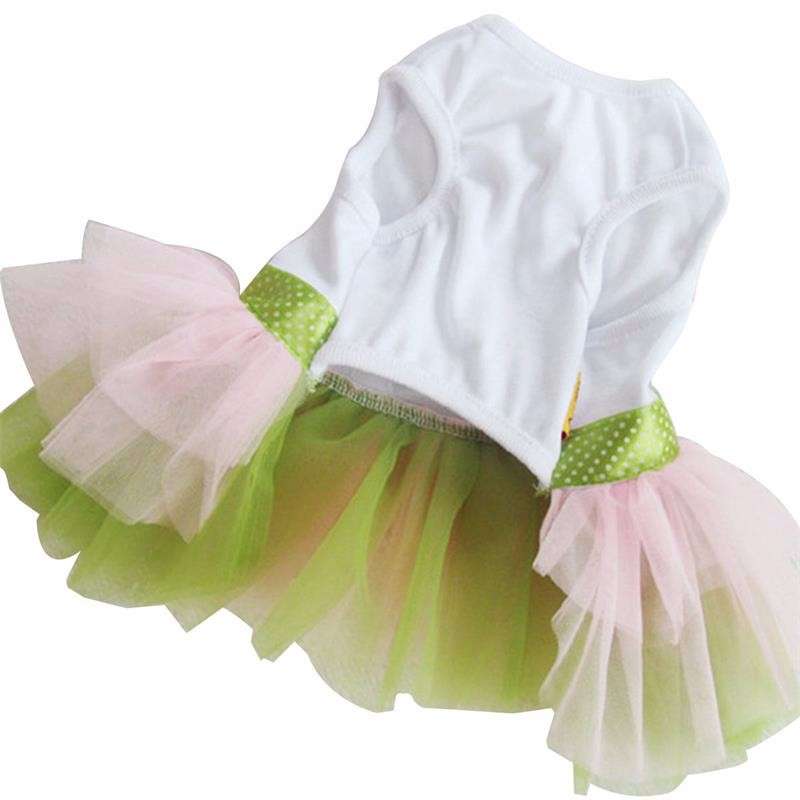 Cute Pet Dress Dog Cat Puppy Spring Summer Flower Bowknot Princess Shirt Clothes Apparel Costume
