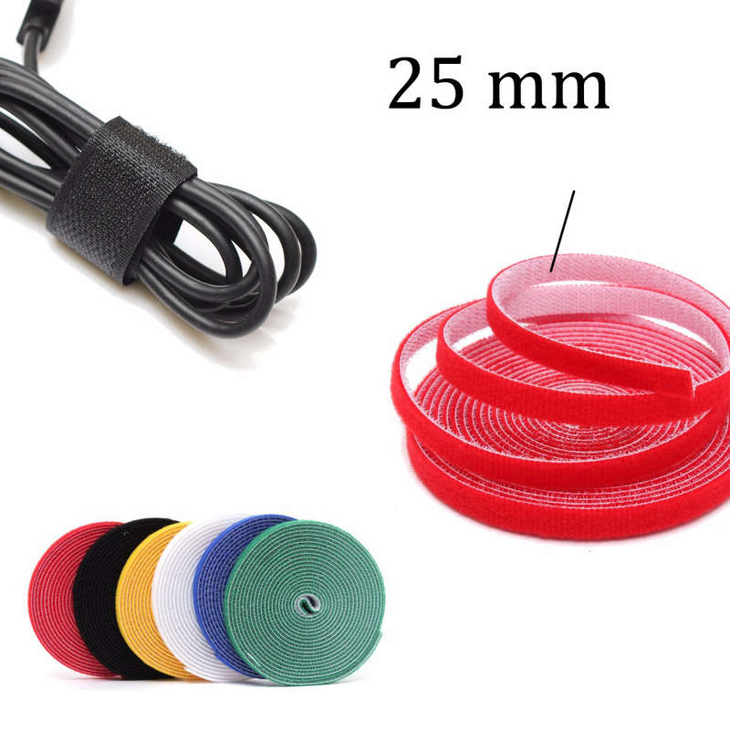 4.5m 25mm Velcro Sticky Adhesive Hook and Loop Tape Cable Tie Wrap Cord Straps Fasten Stitch Stick