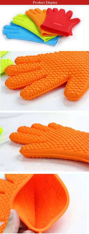 Thicken Silicone Heat Resistant Gloves Grilling Gloves Antiskid BBQ Cooking Protective Gloves