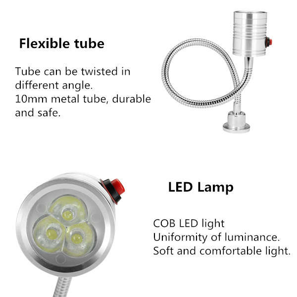 3W 220V 400mm LED Lamp Magnetic Base CNC Miller Mathe Industrial Machine Tool Light