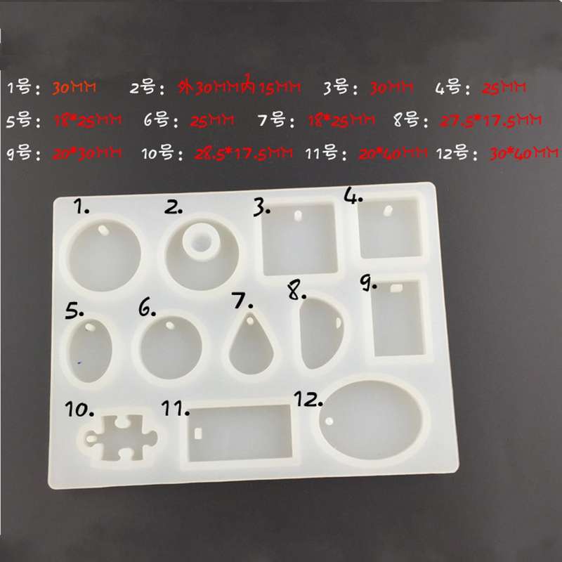 12 Models Silicone Mold Mould Resin DIY Pendant Jewelry Tools Accessories