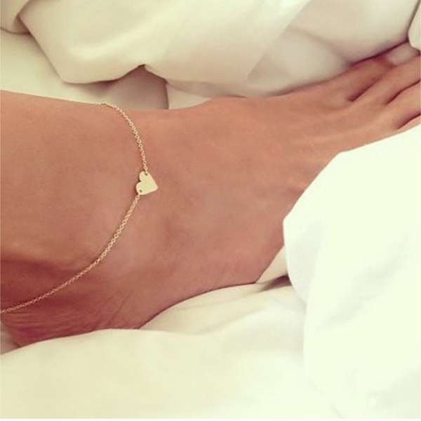 Love Heart Ankle Chain, Alloy Foot Chain