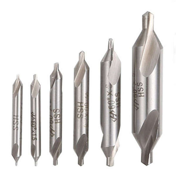 6pcs 5/3/2.5/2/1.5/1mm 60 Degree HSS Center Drills Bit Countersink Drill