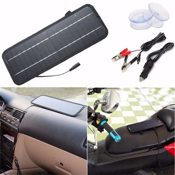 Portable Solar Panel Power Battery Charger Backup For Car Boat Automobile 12V 5W