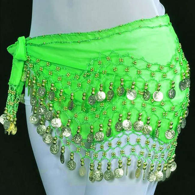 3 Row Belly Dance Hip Skirt Scarf Belt Waistband Dance Performance Supplies