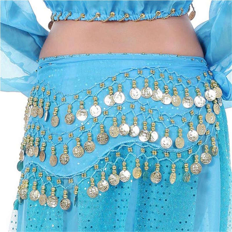 3 Row Belly Dance Hip Skirt Scarf Belt Waistband Dance Performance Supplies