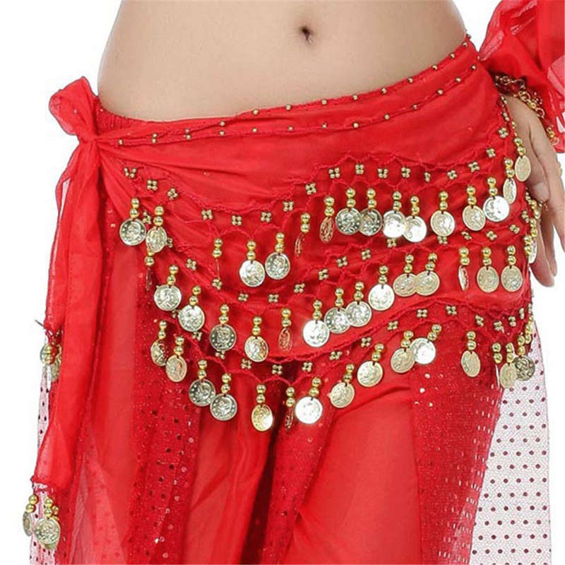 3 Row Belly Dance Hip Skirt Scarf Belt Waistband Dance Performance Supplies