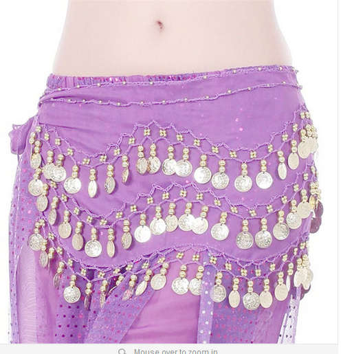 3 Row Belly Dance Hip Skirt Scarf Belt Waistband Dance Performance Supplies