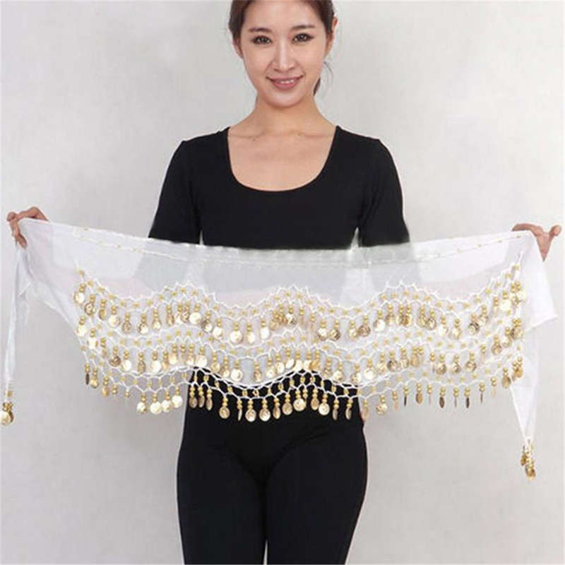 3 Row Belly Dance Hip Skirt Scarf Belt Waistband Dance Performance Supplies