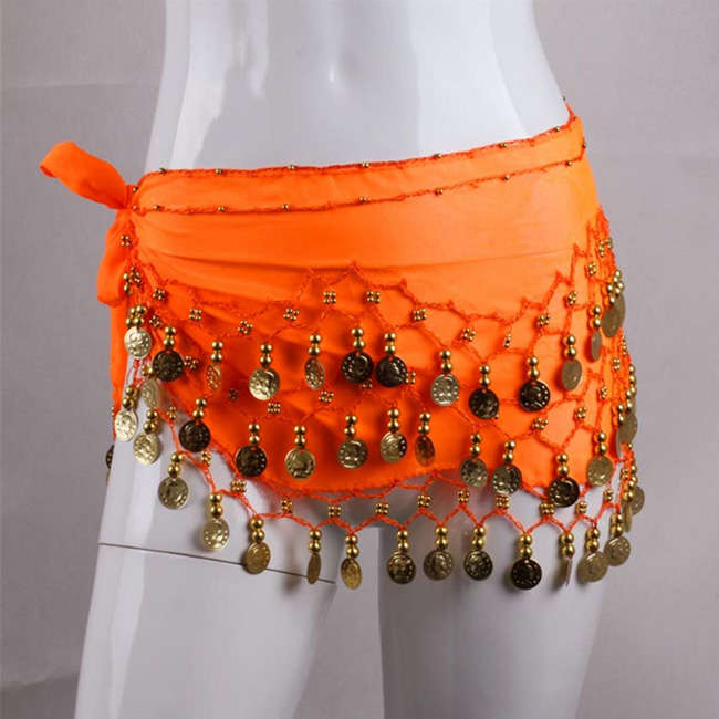3 Row Belly Dance Hip Skirt Scarf Belt Waistband Dance Performance Supplies