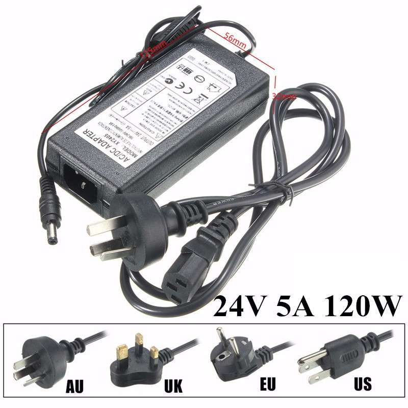 5.5mm x 2.5mm  AC 100-240V to DC 24V 5A Switching Power Supply Adapter Transformer
