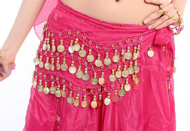 3 Row Belly Dance Hip Skirt Scarf Belt Waistband Dance Performance Supplies