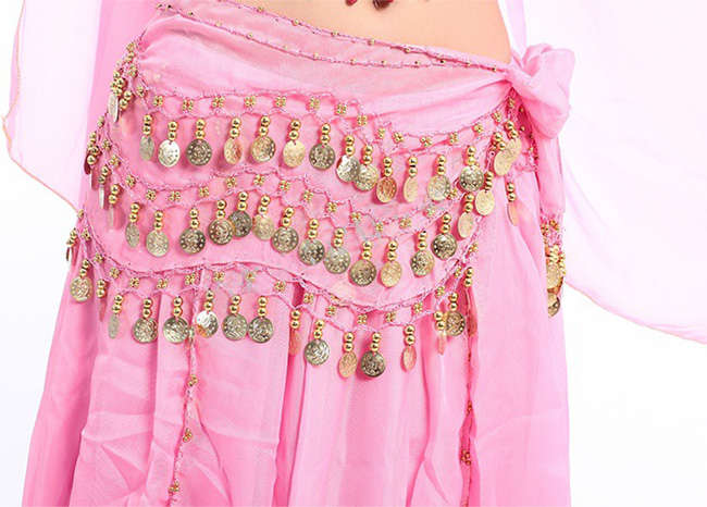 3 Row Belly Dance Hip Skirt Scarf Belt Waistband Dance Performance Supplies