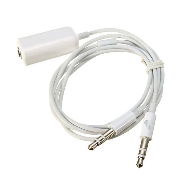 3.5mm Female to 2 Male Headphone Mic Audio Y Splitter Flat Stereo Adapter Cable
