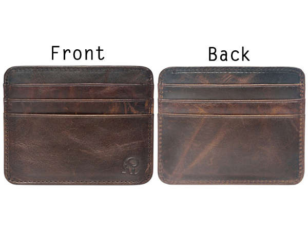 Men Genuine Leather Retro Small Coffee Brown Money Card Holders 