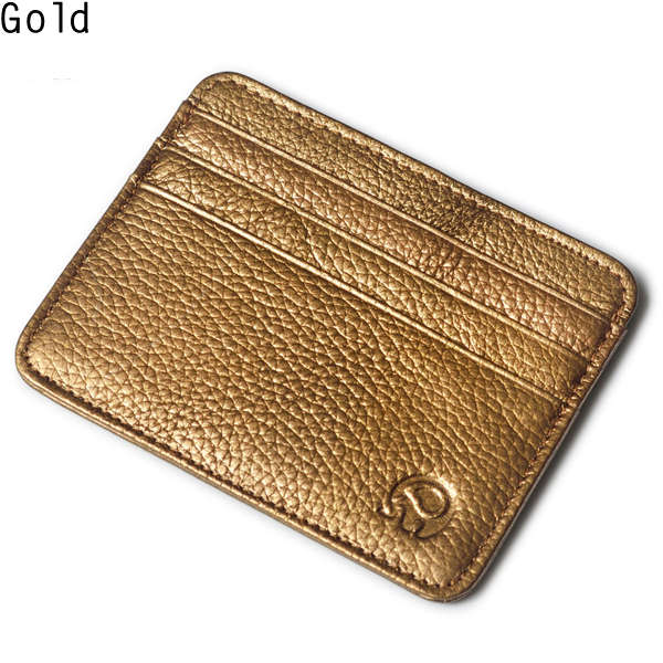 Men Genuine Leather Retro Small Coffee Brown Money Card Holders 