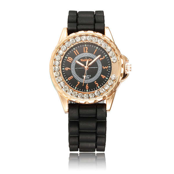 WoMaGe A450 Women Crystal Silicone Band Analog Fashion Quartz Wrist Watch