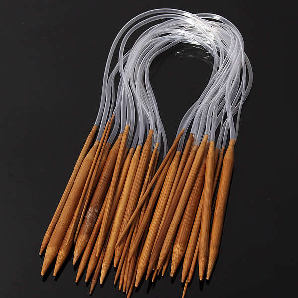 18 Sizes 60cm Carbonized Bamboo Circular Knitting Needles Hat Sweater Scarf Crochet Hooks