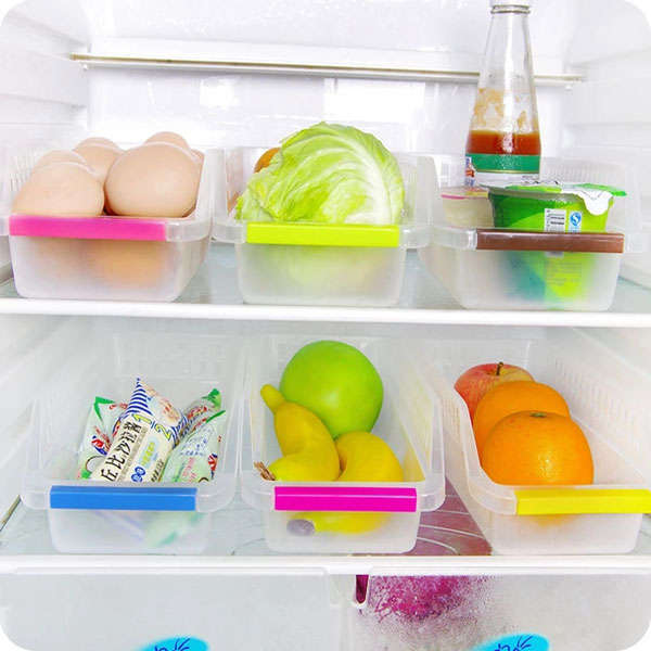 Plastic Refrigerator Storage Drawer Box Hollow Food Fruit Vegetables Drinks Kitchen Organizer
