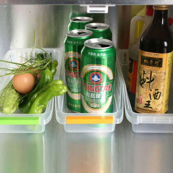 Plastic Refrigerator Storage Drawer Box Hollow Food Fruit Vegetables Drinks Kitchen Organizer