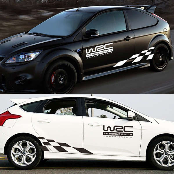 A Set of WRC Racing and Lattice Design Word Rally Style Sticker Car Styling Body Sticker