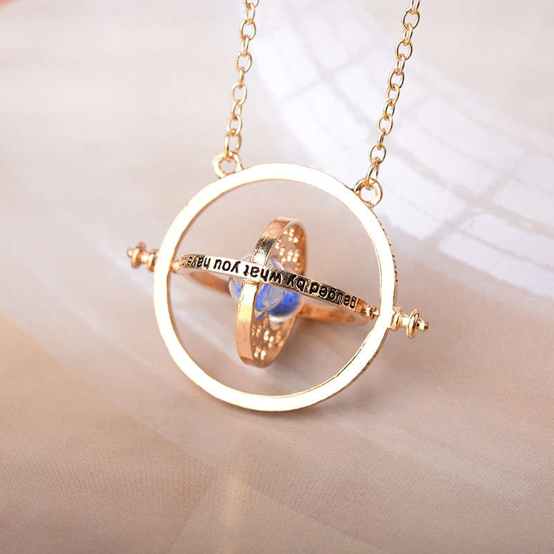 Time Turner Rotating Hourglass Pendant Necklace Gold Silver Plated