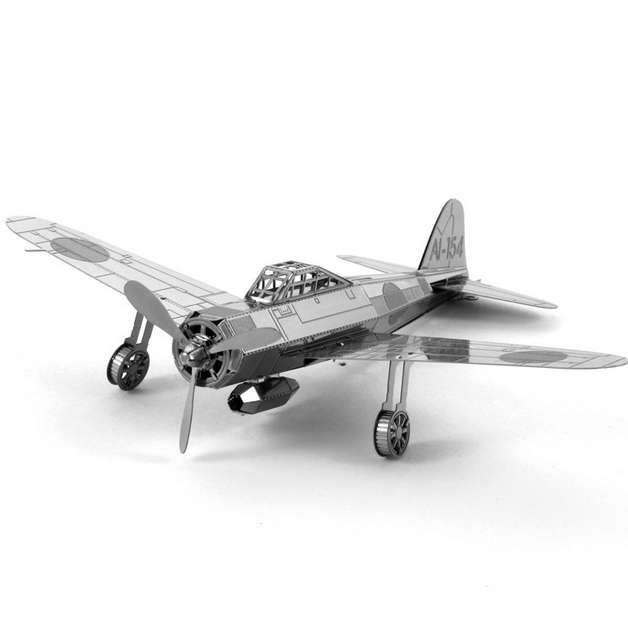 Aipin DIY 3D Puzzle Stainless Steel Model Kit Japanese Zero Fighter Silver Color