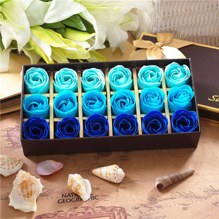 18Pcs Rose Soap Flower Bath Romantic Shower Soap Petals Wedding Decoration Gifts