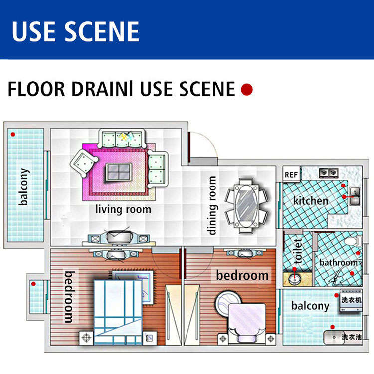 Bathroom Square Stainless Steel Floor Drain Water Strainer Fliter